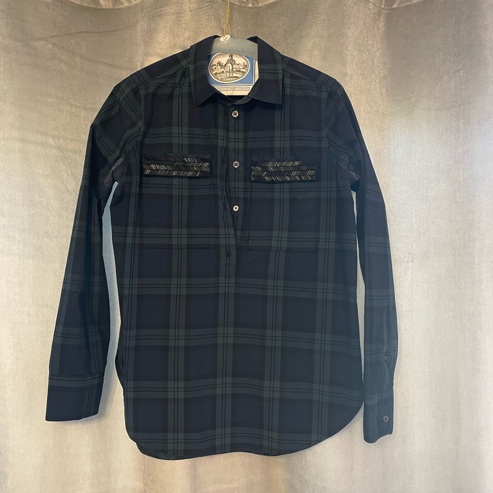 Festive J Crew Beaded plaid tunic size 2